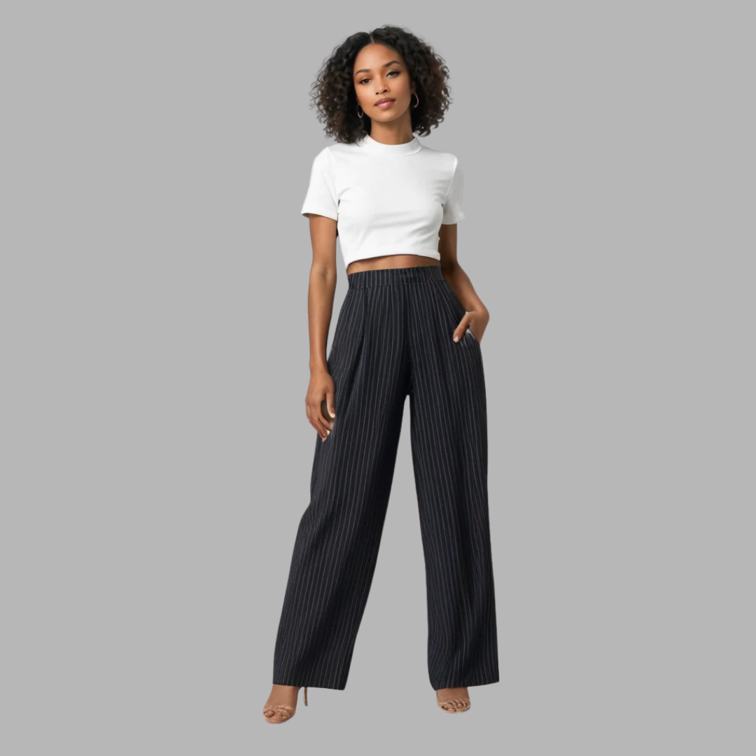 Tora | Chic Stripete Bukser med Vid Ben