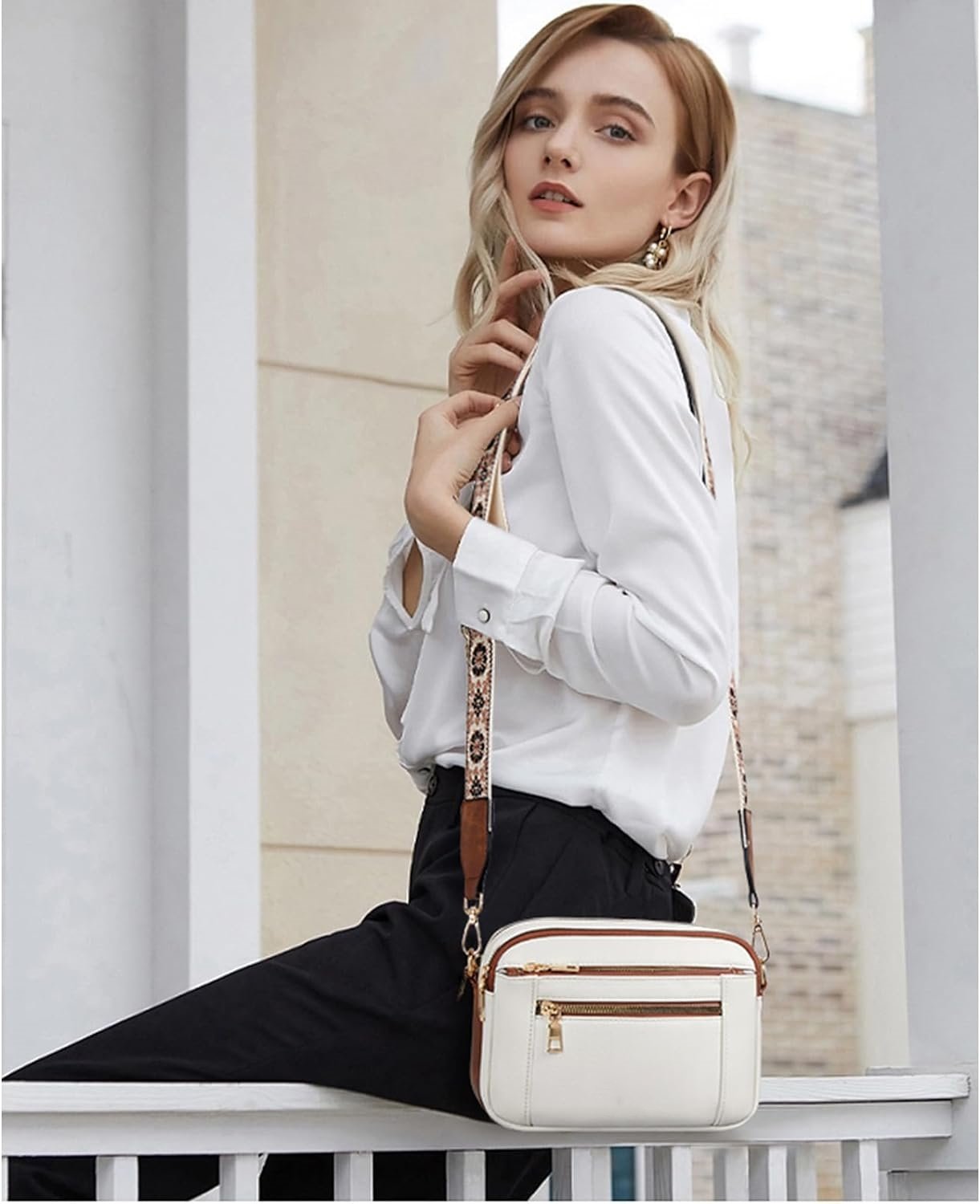 Erikka | Elegant crossbody-veske med mønstret justerbar stropp