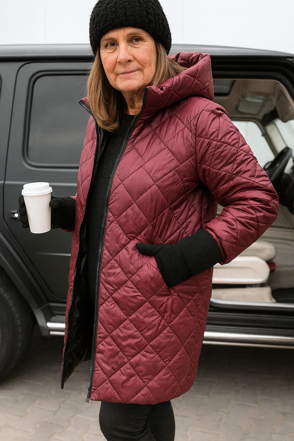 Bogna | Varm og elegant vattert jakke med hette