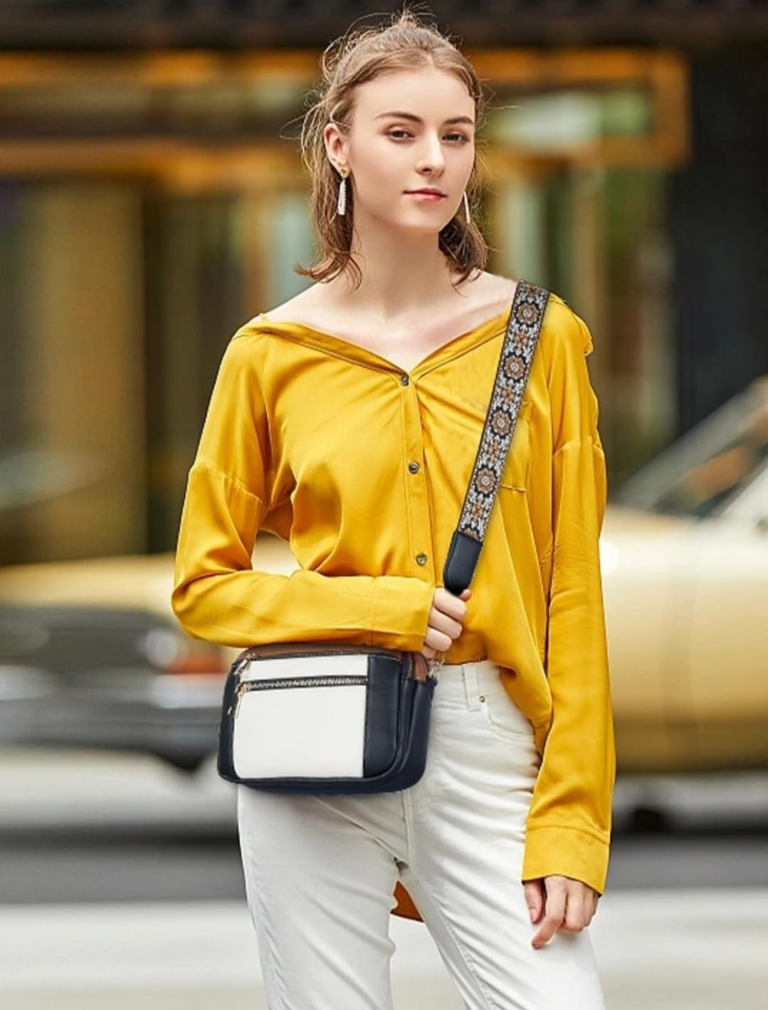 Erikka | Elegant crossbody-veske med mønstret justerbar stropp