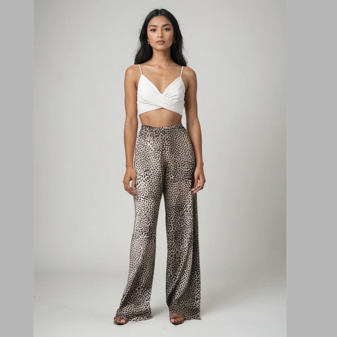 Rikke | Leopard Bredde Bukser