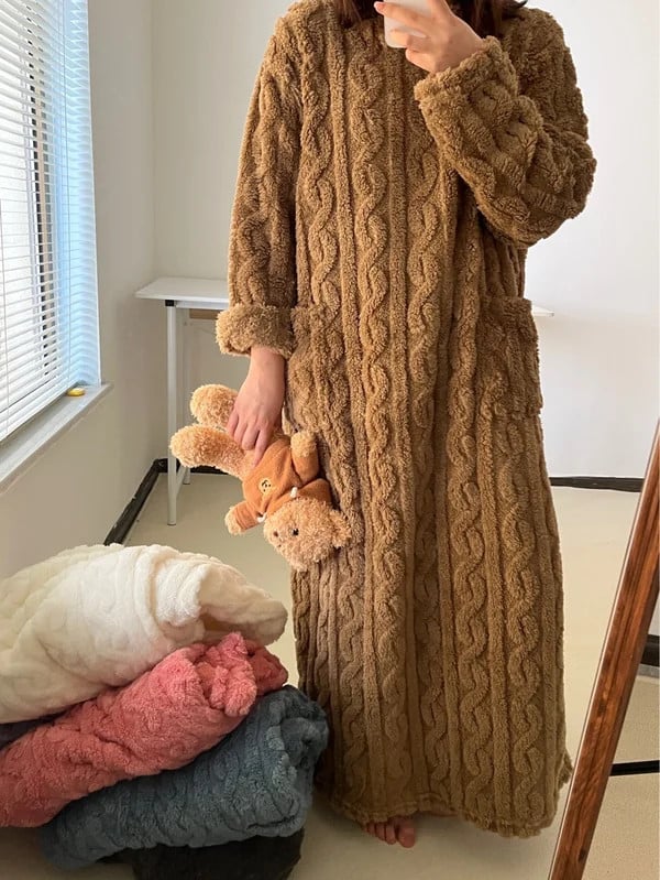 Vinterkorallfløyel varmt huspyjamas