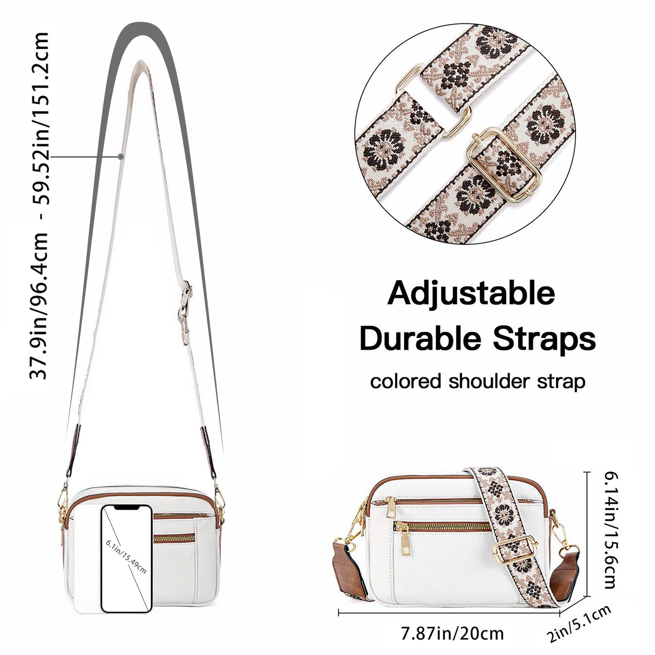 Erikka | Elegant crossbody-veske med mønstret justerbar stropp
