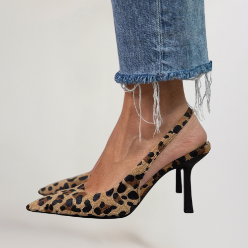 Hildelønn | Elegante slingback-hæler med leopardmønster