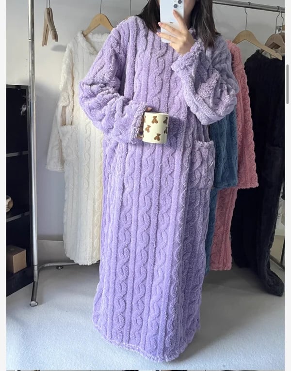 Vinterkorallfløyel varmt huspyjamas